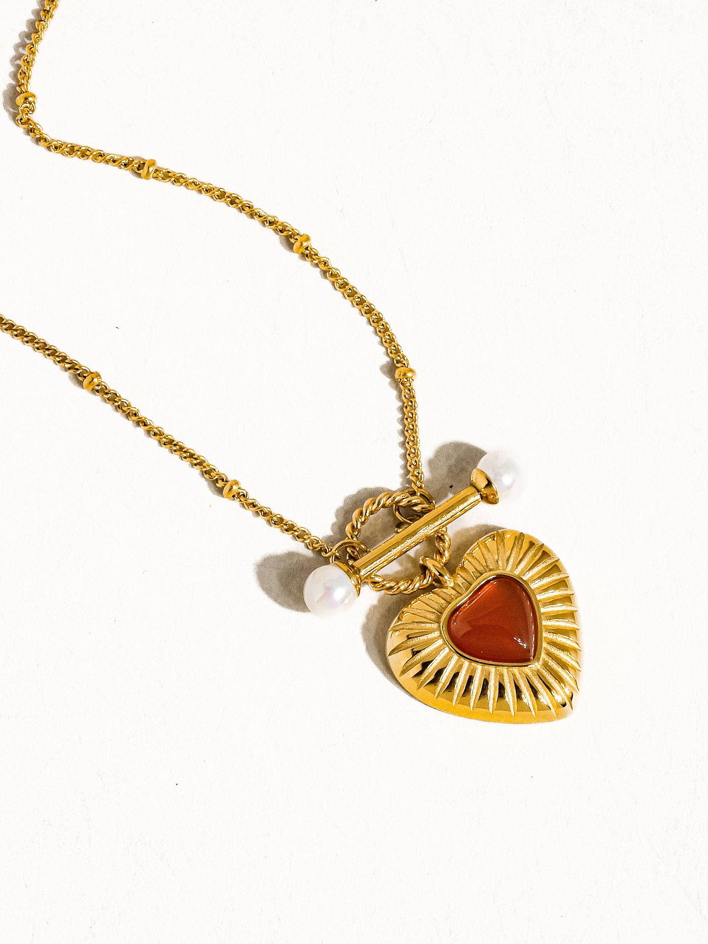 Havana Vintage Heart Chain Necklace: Red